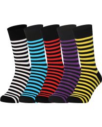 Crew Socks Stripe 5 Pairs  Combed Cotton 