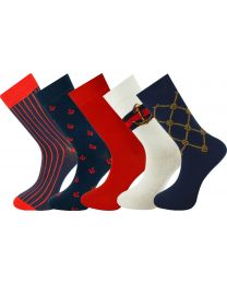 Crew Socks Multi  Anchor Design 5 Pairs Combed Cotton