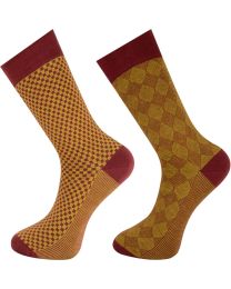 Crew Socks Multi Design 2 Pairs Combed Cotton 