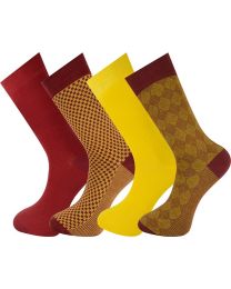 Crew Socks Multi Design 4 Pairs Combed Cotton 