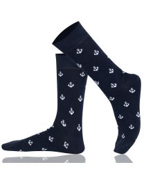 Crew Socks Anchor Design Combed Cotton Seamless Toe