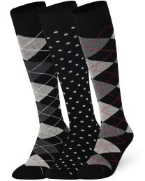 Mysocks Knee High Socks Multi Design 3 Pairs Combed Cotton Seamless Toe 002-05-4 - 7