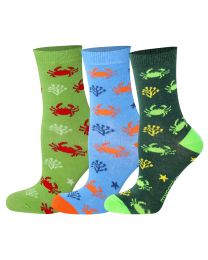 Kids Design 3 Pairs Crab Pattern Crew Socks