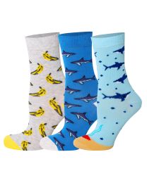 Kids Design 3 Pairs Multi Pattern Multi Colour Crew Socks