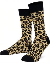 Crew Socks Animal Print Combed Cotton Seamless Toe