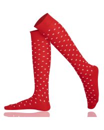 Women Knee High Red Valentine Theme 3 Pairs Combination Socks