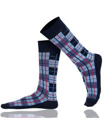 Crew Socks Checkboard Combed Cotton Seamless Toe - Design 01