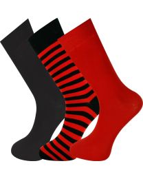 Crew Socks Plain Stripe Combination 3 Pairs Seamless Toe