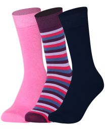 Mysocks Crew Socks Polka Dot Plain Combination 3 Pairs