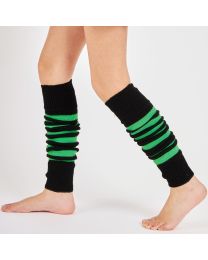 Mysocks Leg Warmer Stripes Black Neon Green Stripe