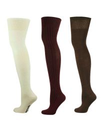 Over the Knee Socks Natural Combination 3 pairs  Combed Cotton