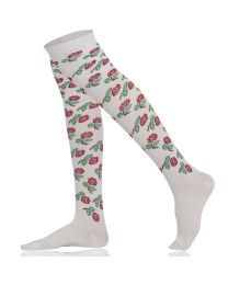 Womens Over the Knee Socks Rose Design Selection