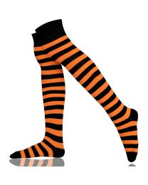 Women's Over the Knee Socks Stripe Combed Cotton 004