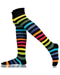 Womens Over the Knee Socks Rainbow Thick Stripe 001