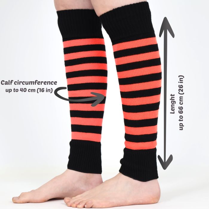 Black Vibrant Colour Stripe Leg Warmers 001