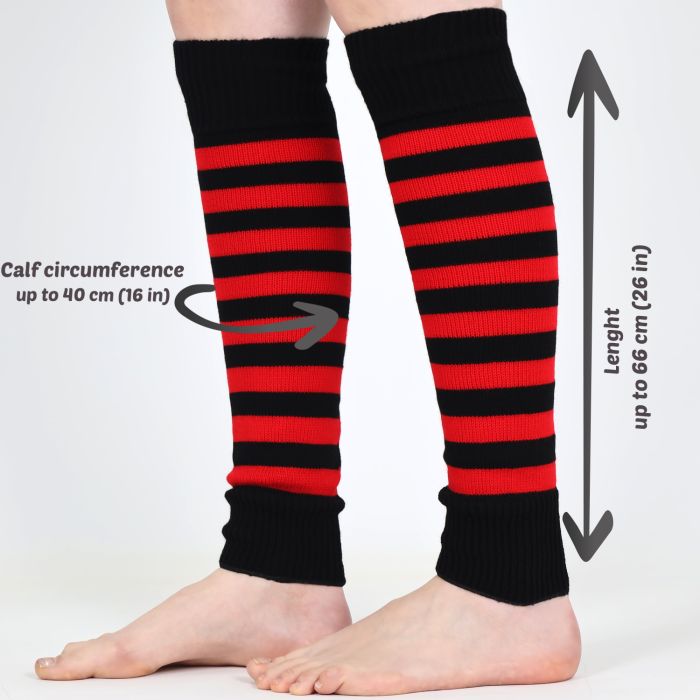 Black Vibrant Colour Stripe Leg Warmers 001