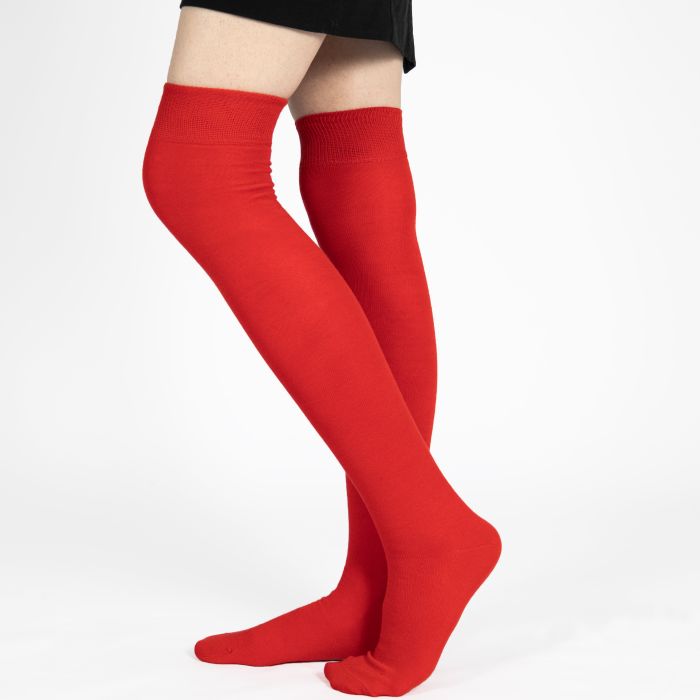 Mysocks Over the Knee Socks Plain Red 9 11