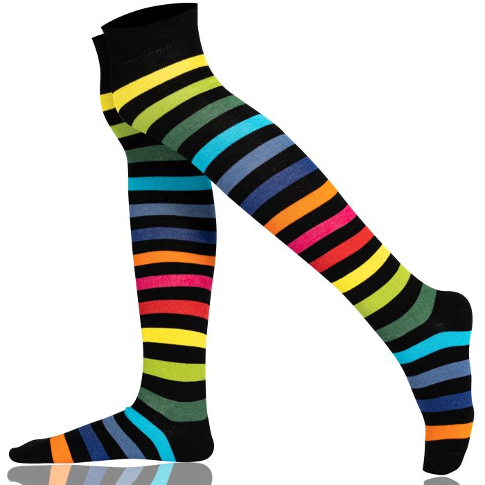 Striped over knee high socks top