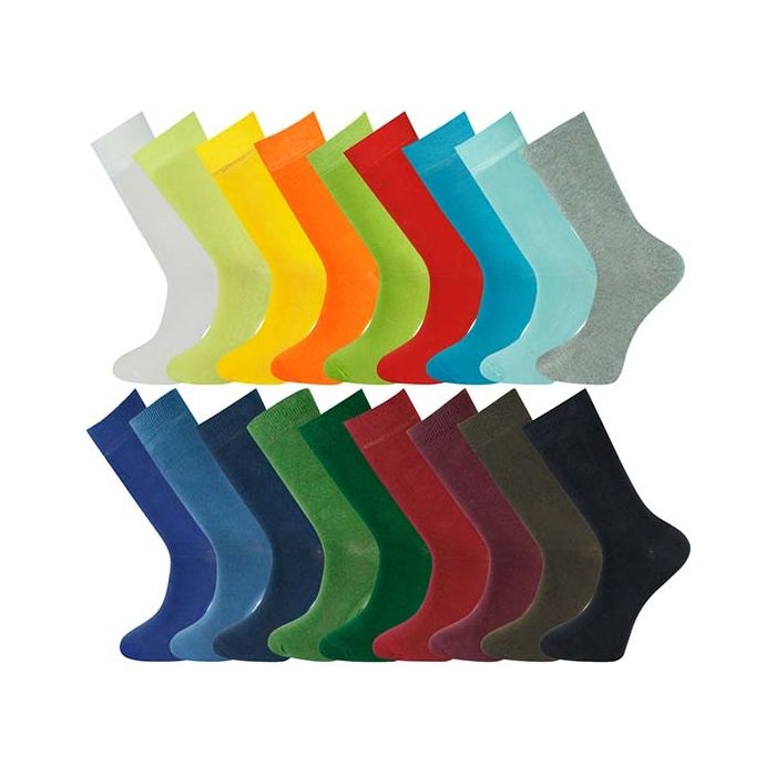 Crew Socks Multi Colour Plain 18 Pairs Combed Cotton Bulk Buy