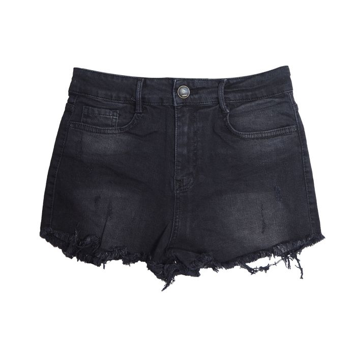 High Waist Denim Shorts with Zip Detailing