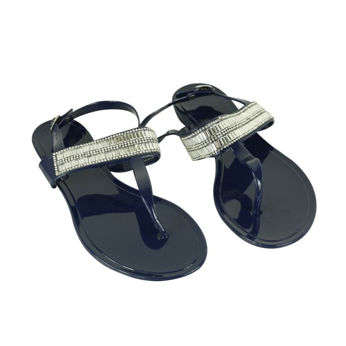 Jelly Buckle Sandals with Diamond Detailing