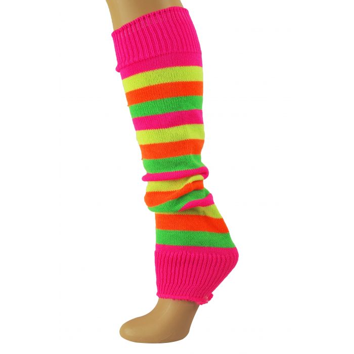 Multi Neon Colour Stipe Legwarmers