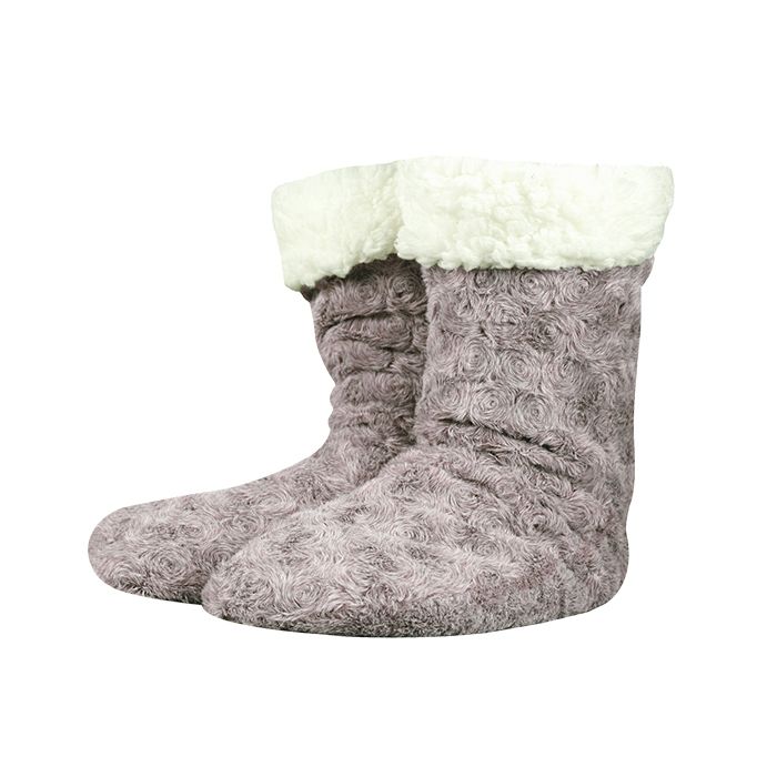 Fluffy Slipper Socks with Rose Pattern
