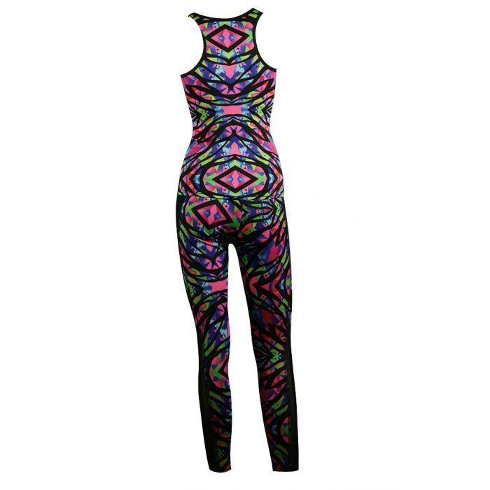 Womens Sportswear Leggings and Tank Top Matching Set Multi Lines