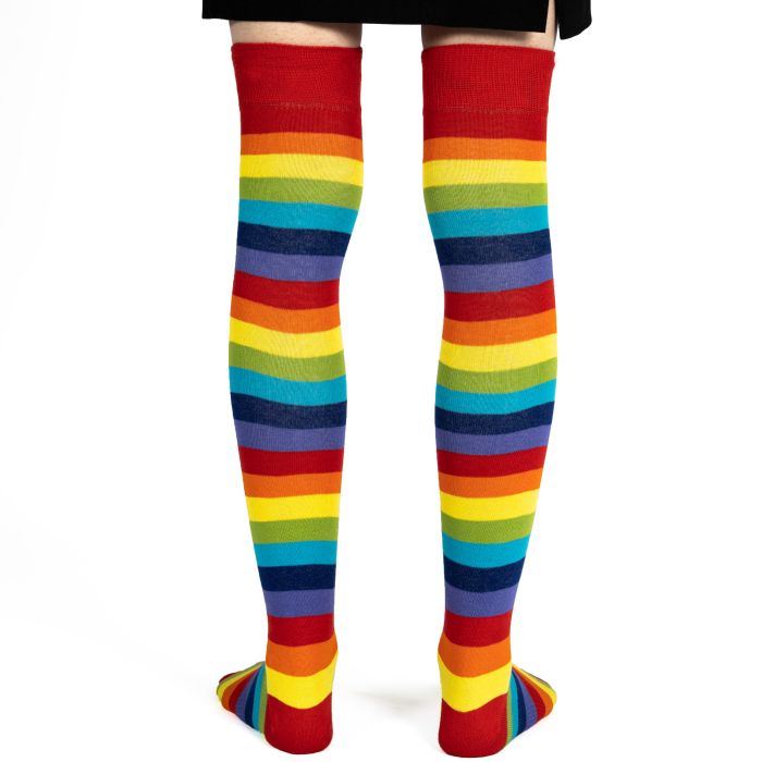 Rainbow thigh high socks plus size cheap