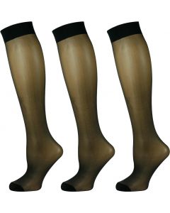 Ladies 3 Pairs 15 Denier Knee High Stockings -Black-4-6