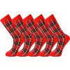 Crew Socks Red Checked 5 Pairs Combed Cotton with A Gift Box 