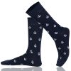 Crew Socks Anchor Design Combed Cotton Seamless Toe
