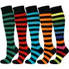 Knee High Golf Socks Stripe Multi Colour 5 Pairs Combed Cotton Gift Box Combination 005 7-11
