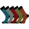 Crew Socks Multi Colour Stripe Combination 5 Pairs Combed Cotton Seamless toe Combination 005 Size 7-11