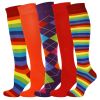 Knee High Socks Multi Design  5 Pairs Combed Cotton  Non-Slipping