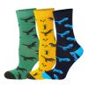 Kids Design 3 Pairs Dinosaur Pattern Crew Socks