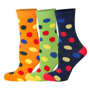 Kids Design 3 Pairs Dotted Pattern Crew Socks